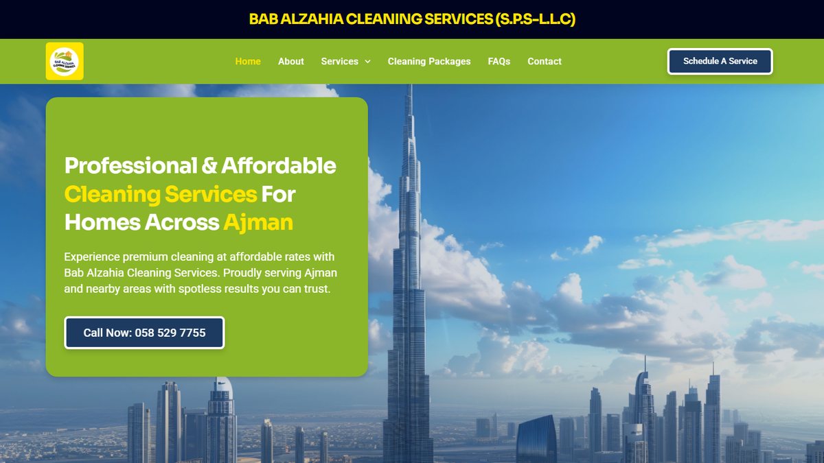 Homepage of babalzahia.com — Bab Alzahia Cleaning Services