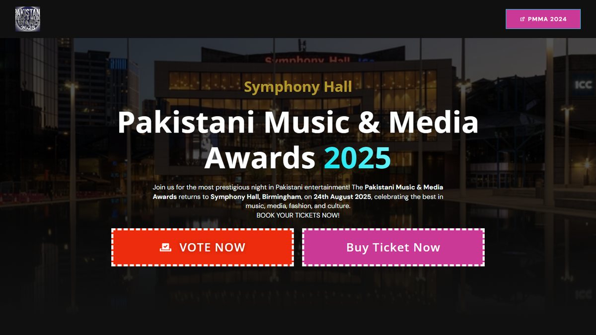 Homepage of pmmawards.org — Pakistani Music & Media Awards built by Jazba Host